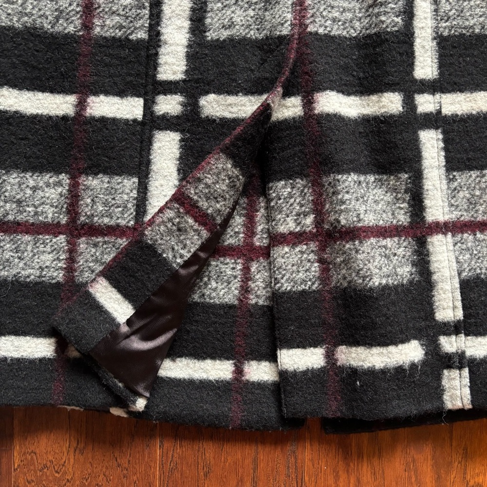RACHEL Rachel Roy Black and White Plaid Pea Coat - Picture 13 of 15